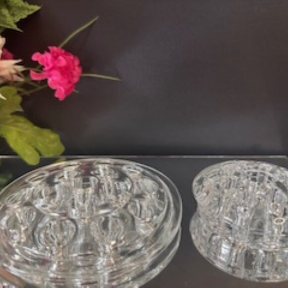 Vintage Clear Glass Flower Frogs – Round Floral‎ Arrangement Holders - Picture 2 of 4